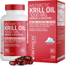 Load image into Gallery viewer, Bronson Antarctic Krill Oil 1000 mg with Omega-3s EPA, DHA, Astaxanthin and Phospholipids 180 Softgels (90 Servings)