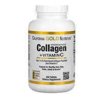 Load image into Gallery viewer, California Gold Nutrition, Hydrolyzed Collagen Peptides + Vitamin C, Type I &amp; III, 250 Tablets