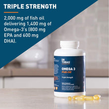 Load image into Gallery viewer, Dr. Tobias Omega-3 Fish Oil, Triple Strength, Supports Brain &amp; Heart Health, 2000 mg per Serving, 180 Soft Gels (2 Daily)