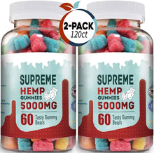 Load image into Gallery viewer, New Age Naturals Supreme Hemp Big Gummies 5000mg - Night Time Aid and Reduce Inflammation - Calming Strength Gummy for Adults - Natural Hemp Oil Infused Gummies (120 Gummies)