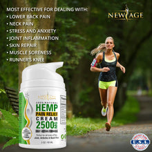 Load image into Gallery viewer, New Age Hemp Pain Relief Cream Extra Strength 2500 mg 2 Pack- Made in USA All Natural Hemp Oil Formula for Arthritis, Back, Knee, Joint, Carpal Tunnel, Nerve, Muscle Pain for Inflammation, Soreness with Turmeric, Arnica Montana, MSM