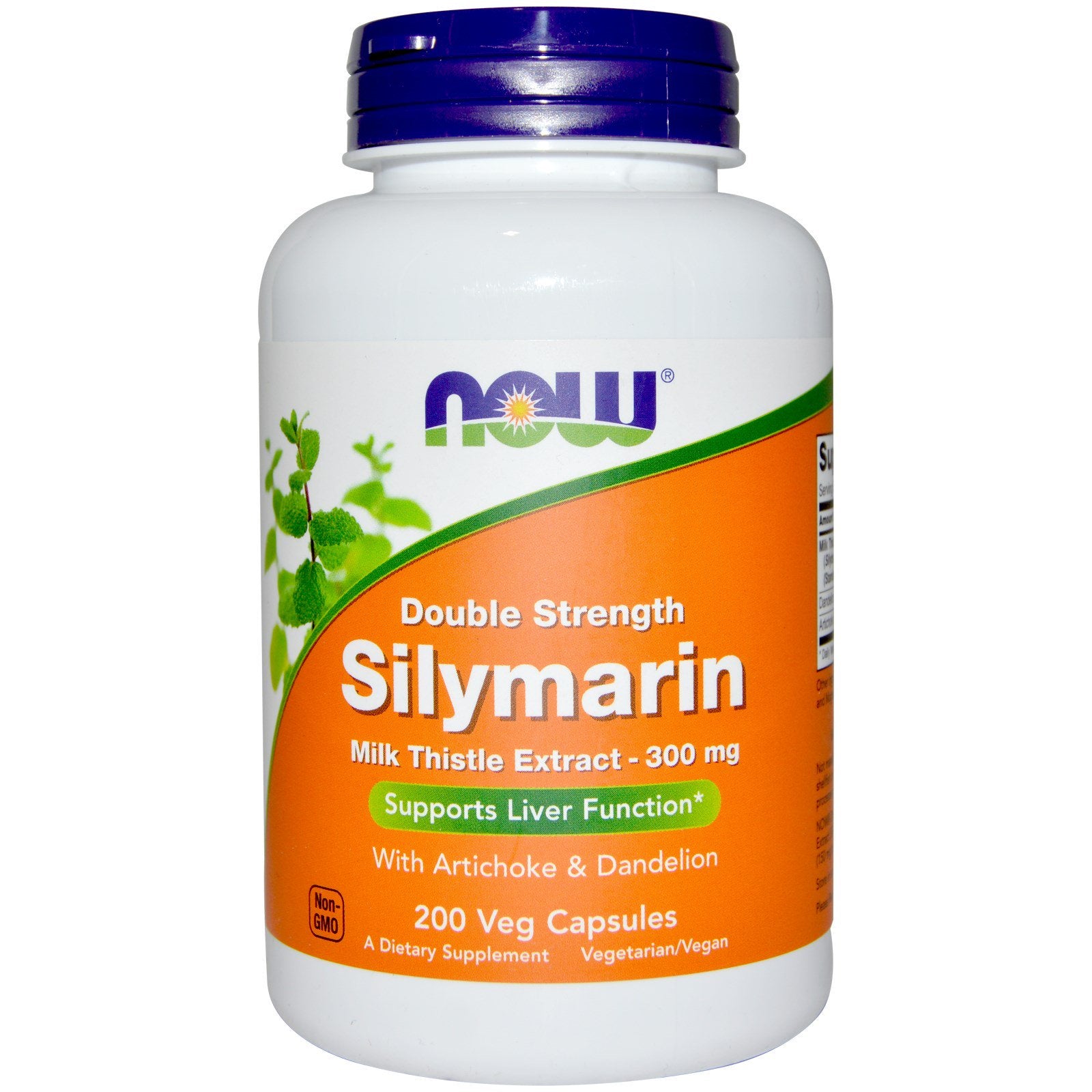 Now Foods, Silymarin, Milk Thistle Extract with Artichoke & Dandelion, Double Strength, 300 mg, 200 Veg Capsules