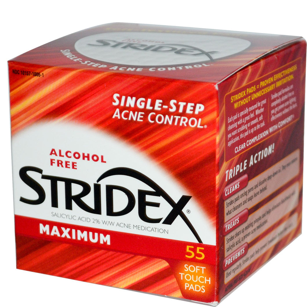 Stridex, Single-Step Acne Control, Maximum, Alcohol Free, Soft Touch Pads
