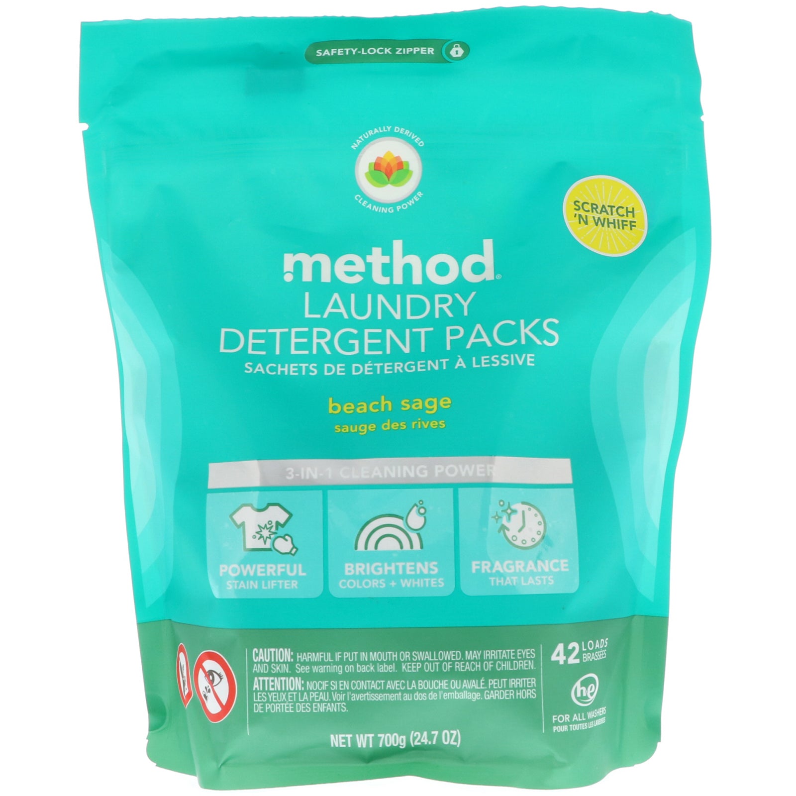 Method, Laundry Detergent Packs, Ginger Mango, 42 Loads, 24.7 oz (700 g)