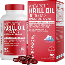 Load image into Gallery viewer, Bronson Antarctic Krill Oil 1000 mg with Omega-3s EPA, DHA, Astaxanthin and Phospholipids 180 Softgels (90 Servings)