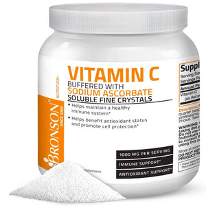 Bronson Vitamins - Buffered Vitamin C Ascorbic Acid Crystals - 1,000 mg - 2.2 lbs (1kg )