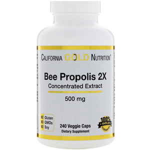 California Gold Nutrition, Bee Propolis 2X, Concentrated Extract, 500 mg, 90 Veggie Caps