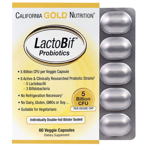 California Gold Nutrition, LactoBif Probiotics, 5 or 30 Billion CFU, 60 Veggie Capsules