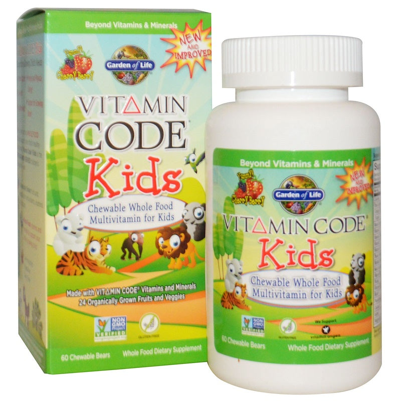 Garden of Life, Vitamin Code, Kids, Chewable Whole Food Multivitamin for Kids, Cherry Berry, 60 Chewable Bears