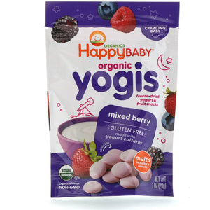 Happy Family Organics, Organic Yogis, Freeze Dried Yogurt & Fruit Snacks, Strawberry, 1 oz (28 g)