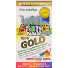 Load image into Gallery viewer, Nature&#39;s Plus, Source of Life Animal Parade Gold, Children&#39;s Chewable Multi-Vitamin &amp; Mineral Supplement, Natural Assorted Flavors, 120 Animal-Shaped Tablets