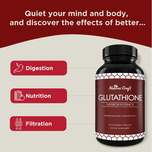 Natures Craft Pure Glutathione Supplement Natural Skin Whitening Pills Antioxidant Anti Aging 60ct