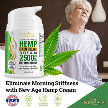 Load image into Gallery viewer, New Age Hemp Pain Relief Cream Extra Strength 2500 mg 2 Pack- Made in USA All Natural Hemp Oil Formula for Arthritis, Back, Knee, Joint, Carpal Tunnel, Nerve, Muscle Pain for Inflammation, Soreness with Turmeric, Arnica Montana, MSM