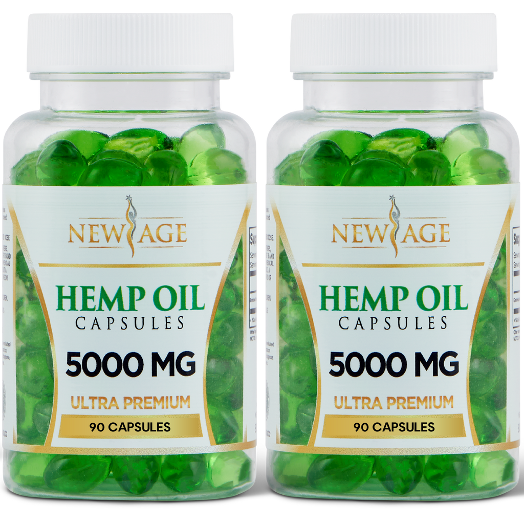 Natural Hemp Oil Capsules 5000mg Ultra Premium Grown & Made in USA - Natural Hemp Oil Capsules - Helps with Stress Relief Aid Mood Anti-Inflammation Pain Relief Focus Calm Sleep, Skin & Hair. (2 Pack)