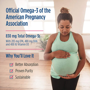 Nordic Naturals Prenatal DHA 830 mg Omega-3 + 400 IU Vitamin D3-120 Soft Gels - Supports Brain Development in Babies During Pregnancy & Lactation - Non-GMO - 60 Servings
