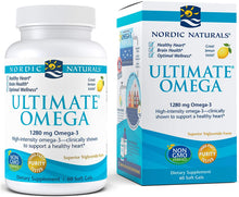 Load image into Gallery viewer, Nordic Naturals Ultimate Omega, Lemon Flavor - 1280 mg Omega-3 - 60 Soft Gels - High-Potency Omega-3 Fish Oil Supplement with EPA &amp; DHA - Promotes Brain &amp; Heart Health - Non-GMO - 30 Servings