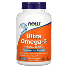 Load image into Gallery viewer, Now Foods, Ultra Omega-3, 500 EPA / 250 DHA 180 Softgels