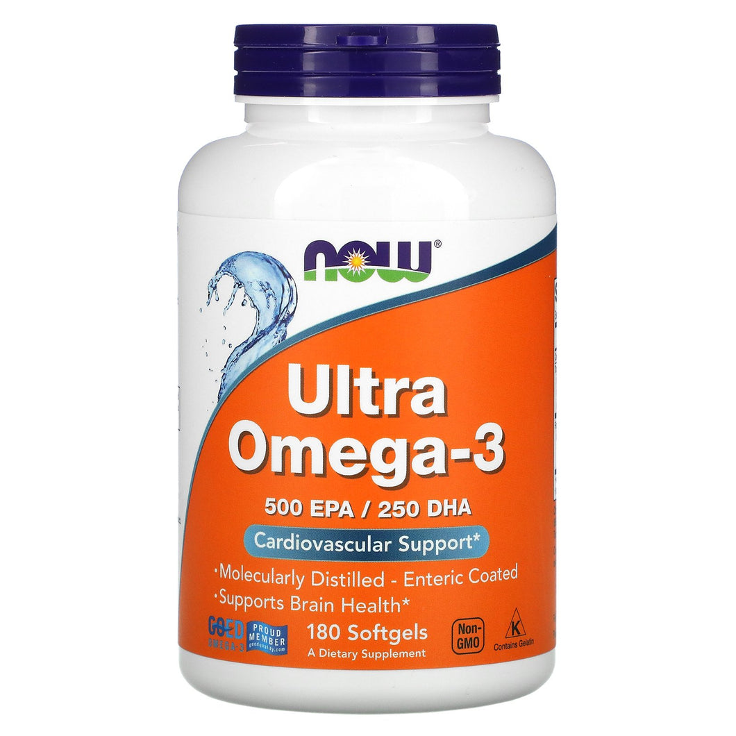 Now Foods, Ultra Omega-3, 500 EPA / 250 DHA 180 Softgels