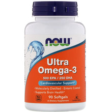 Load image into Gallery viewer, Now Foods, Ultra Omega-3, 500 EPA/250 DHA, 90 180 Softgels
