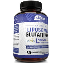 Load image into Gallery viewer, Nutriflair Liposomal Glutathione Setria 700mg 60 Capsules Master Liver Detox, Antioxidant for Optimal Cell Protection, Cardiovascular Health, Brain and Immune Pure Reduced Glutathione