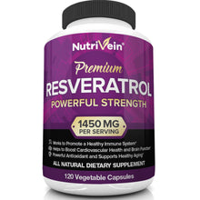 Load image into Gallery viewer, T-Resveratrol 1450mg Antioxidant Supplement 120 Capsules – Supports Healthy Aging and Promotes Immune, Brain Boost and Joint Support - Made with Trans-Resveratrol, Green Tea Leaf, Acai Berry