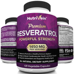T-Resveratrol 1450mg Antioxidant Supplement 120 Capsules – Supports Healthy Aging and Promotes Immune, Brain Boost and Joint Support - Made with Trans-Resveratrol, Green Tea Leaf, Acai Berry