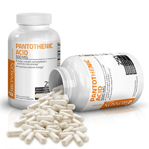 Bronson Vitamins Pantothenic Acid Vitamin B5 - 500 mg - 250 Vegetarian Capsules