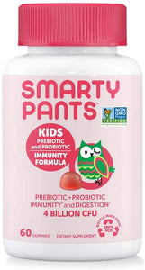 SmartyPants Kids Probiotic Immunity Formula Daily Gummy Vitamins: Immunity Boosting Probiotics & Prebiotics; Digestive Support; 4 bil CFU, Strawberry Crème, 60 Count