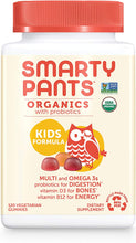 Load image into Gallery viewer, SmartyPants Organic Kids Multivitamin, Daily Gummy Vitamins: Probiotics, Vitamin C, D3, Zinc, &amp; B12 for Immune Support, Energy &amp; Digestive Health, Assorted Fruit Flavor, 120 Gummies