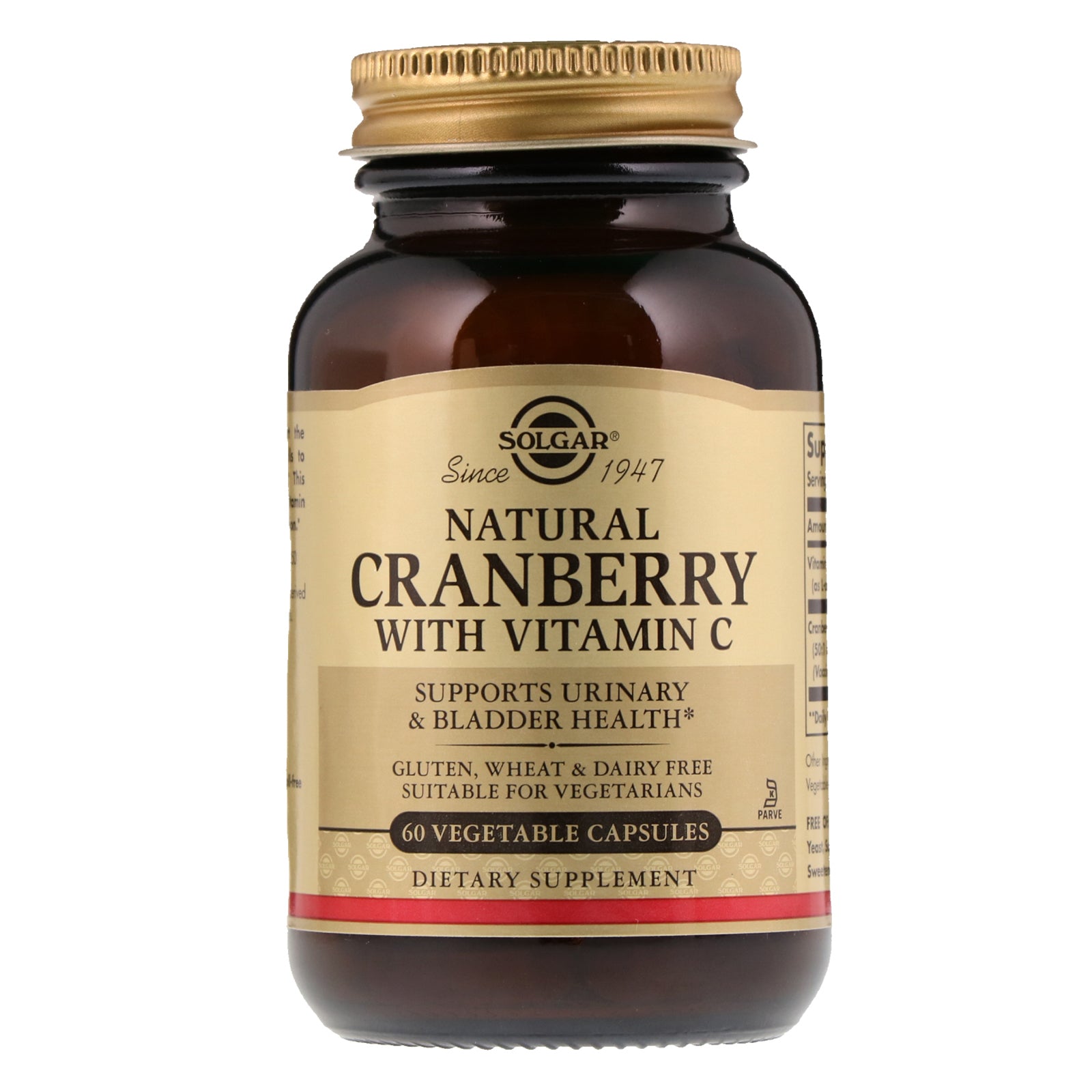 Solgar, Natural Cranberry with Vitamin C, 60 Vegetable Capsules