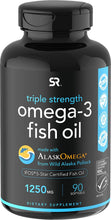 Load image into Gallery viewer, Sports Research Omega-3 Fish Oil from Wild Alaska Pollock (1250mg per Capsule) with Triglyceride EPA &amp; DHA | Heart, Brain &amp; Joint Support | IFOS 5 Star Certified, Non-GMO &amp; Gluten Free (90 Softgels)