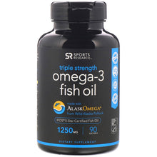 Load image into Gallery viewer, Sports Research, Omega-3 Fish Oil, Triple Strength, 1250 mg, 180 Softgels