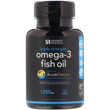 Load image into Gallery viewer, Sports Research, Omega-3 Fish Oil, Triple Strength, 1250 mg, 180 Softgels