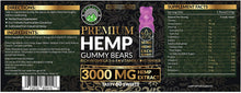 Load image into Gallery viewer, Twin Peak Hemp Gummies Supplements for Stress Relief Aid Mood Inflammation Focus Calm Extra Strength Vitamin Chewable for Adults, Best Relaxing Pure Natural Hemp Oil Gummy Bear Edibles Candy (3000mg) Tasty 60 Sweets