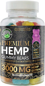 Twin Peak Hemp Gummies Supplements for Stress Relief Aid Mood Inflammation Focus Calm Extra Strength Vitamin Chewable for Adults, Best Relaxing Pure Natural Hemp Oil Gummy Bear Edibles Candy (3000mg) Tasty 60 Sweets