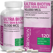 Load image into Gallery viewer, Ultra Biotin 10,000 Mcg Hair Skin and Nails Supplement, Non-GMO, 120 Vegetarian Capsules