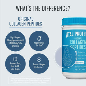 Bone & Joint Support Vital Proteins Collagen Peptides Powder, 20 oz, Unflavored with Hyaluronic Acid and Vitamin C