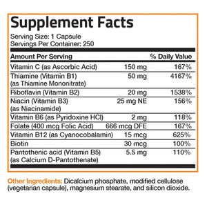 Vitamin B Complex with Vitamin C - 250 Vegetarian Capsules