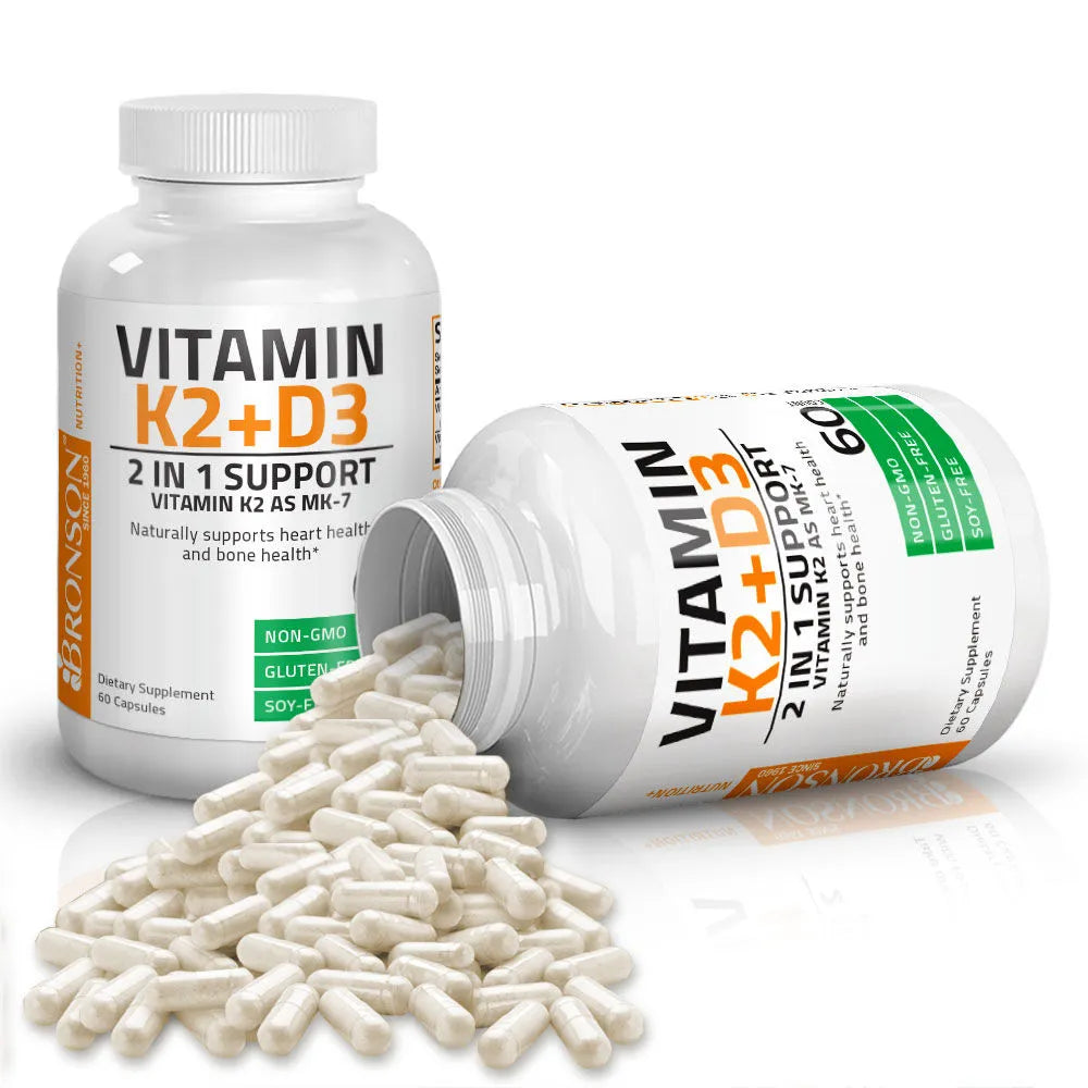 Bronson Vitamins - Vitamin K2 MK-7 Plus Vitamin D3 - 60 Capsules