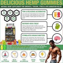 Load image into Gallery viewer, Wellution Hemp Gummies 985,000 High Potency Fruity Gummy Bear with Hemp Oil, Natural Hemp Candy Supplements for Soreness, Stress &amp; Inflammation Relief, Promotes Sleep &amp; Calm Mood