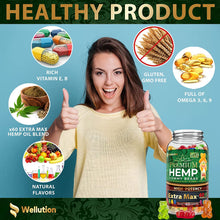 Load image into Gallery viewer, Vegan Hemp Gummies for Extra Max x60 High Potency- Stress Relief - Mood Enhancer &amp; Immune Support - Rich in Vitamins B, E &amp; Omega 3-6-9, Made in USA