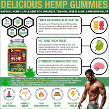 Load image into Gallery viewer, Vegan Hemp Gummies for Sleep x60 Ultra Potency - Stress Relief - Mood Enhancer &amp; Immune Support - Rich in Vitamins B, E &amp; Omega 3-6-9, Made in USA