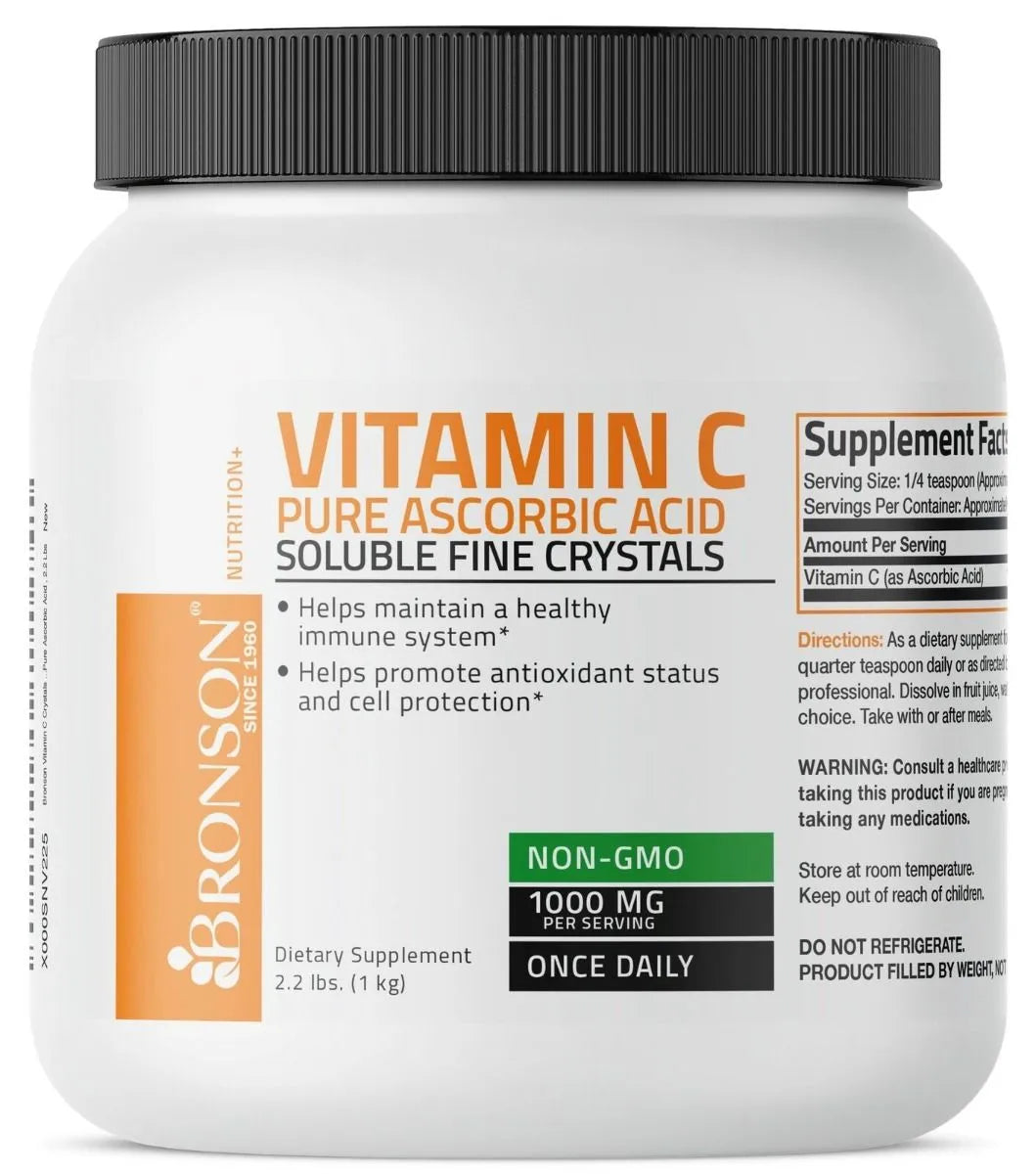 Bronson Vitamins - Vitamin C Pure Ascorbic Acid Crystals - 1,000 mg - 2.2 lbs (1kg)